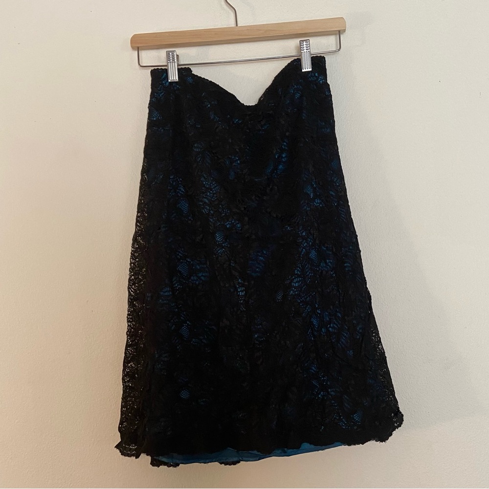 Alfani Lace Skirt with Teal Satin Lining - Size 16W